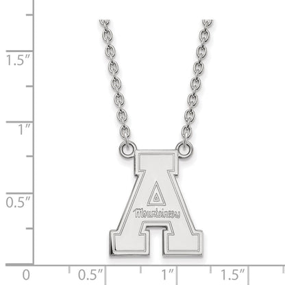 Sterlingsilber Rhodiniert Logoart Appalachian State University Groß Anhänger 18 Zoll Halskette