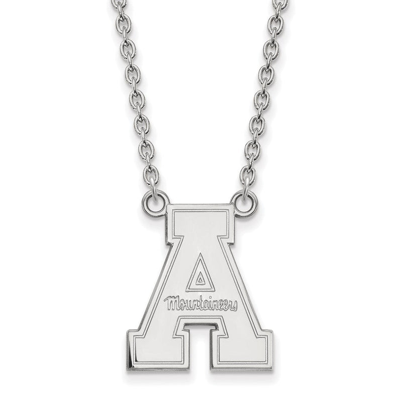 10K Weißgold Logoart Appalachian State University Groß Anhänger 18 Zoll Halskette