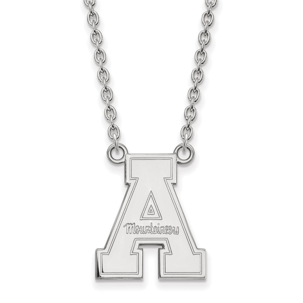 Sterlingsilber Rhodiniert Logoart Appalachian State University Groß Anhänger 18 Zoll Halskette