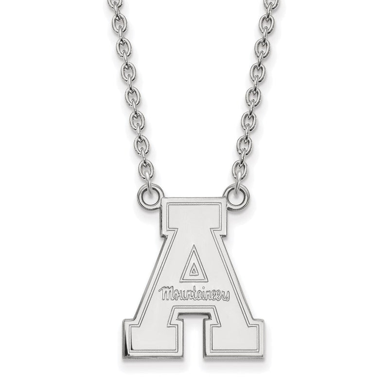 Sterlingsilber Rhodiniert Logoart Appalachian State University Groß Anhänger 18 Zoll Halskette