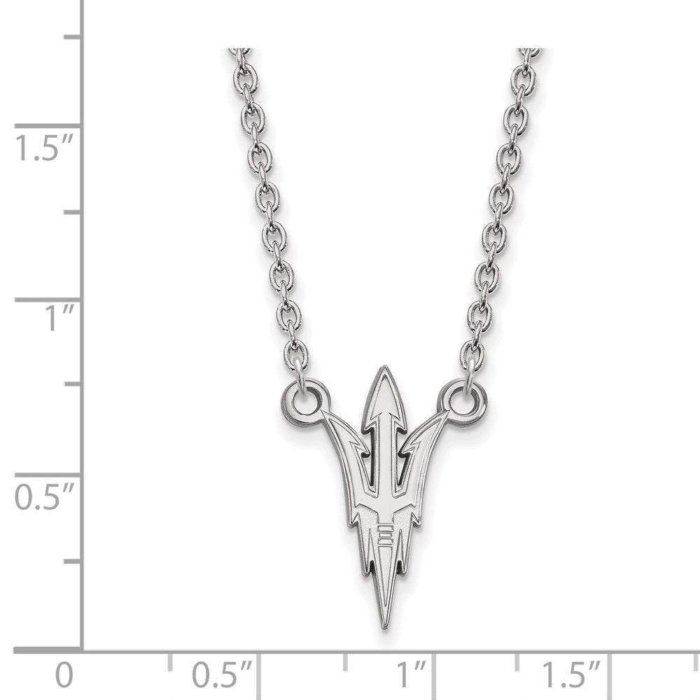 10K Weißgold Logoart Arizona State University Pitchfork Groß Anhänger 18 Zoll Halskette