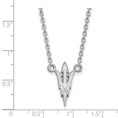 Sterlingsilber Rhodiniert Logoart Arizona State University Pitchfork Groß Anhänger 18 Zoll Halskette