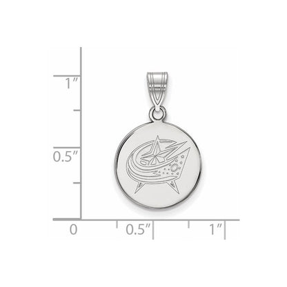 Sterlingsilber Rhodiniert Nhl Logoart Columbus Blau Jacken Mittel Plättchen Anhänger