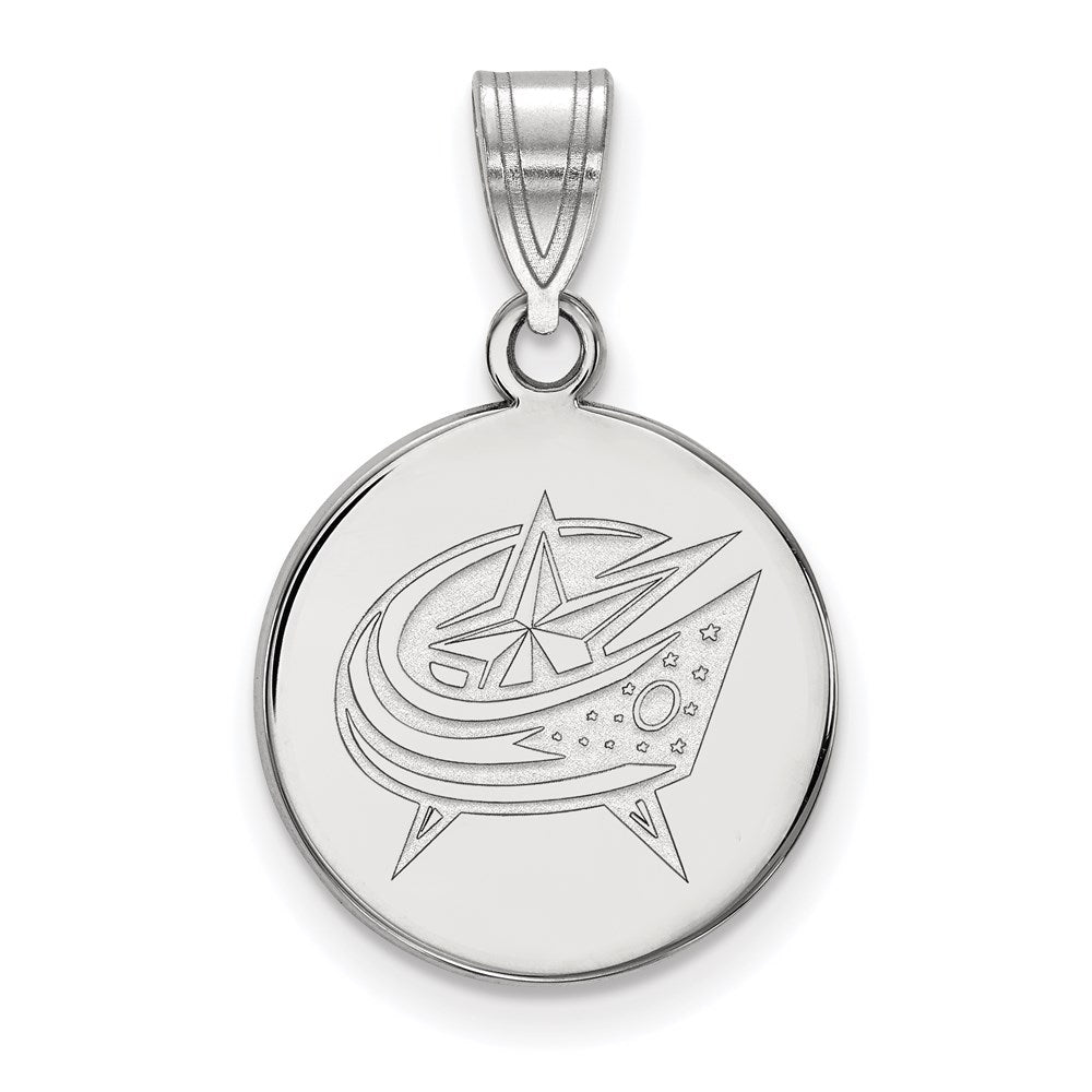 10K Weißgold Nhl Logoart Columbus Blau Jacken Mittel Plättchen Anhänger