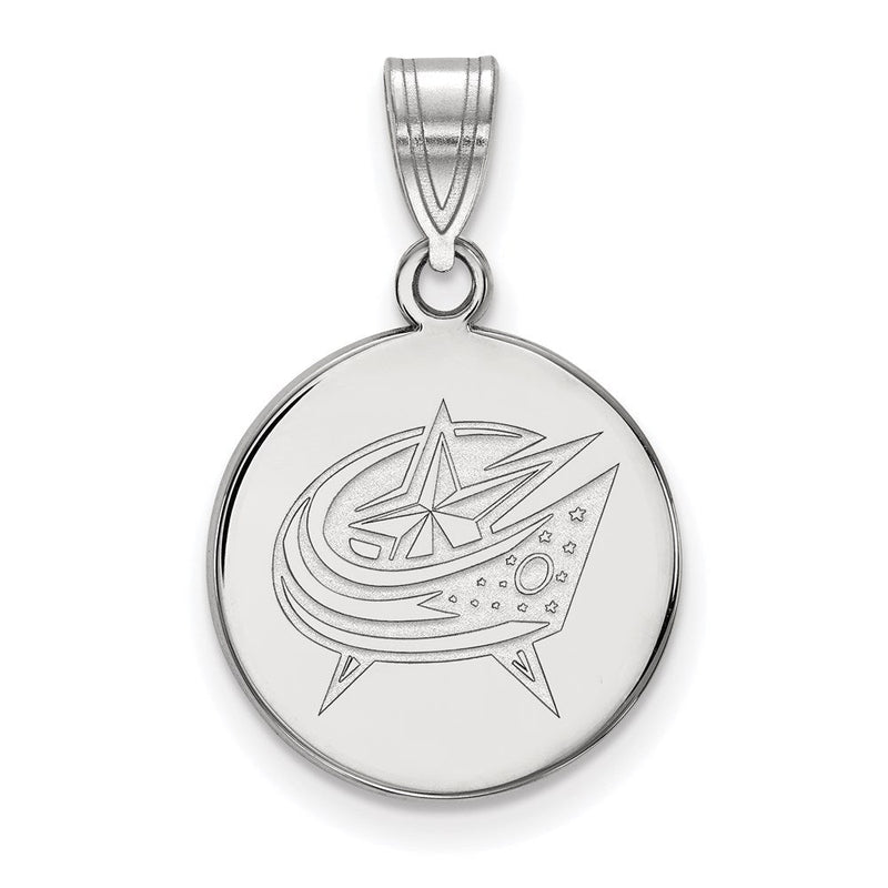 10K Weißgold Nhl Logoart Columbus Blau Jacken Mittel Plättchen Anhänger