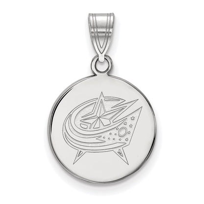 Sterlingsilber Rhodiniert Nhl Logoart Columbus Blau Jacken Mittel Plättchen Anhänger