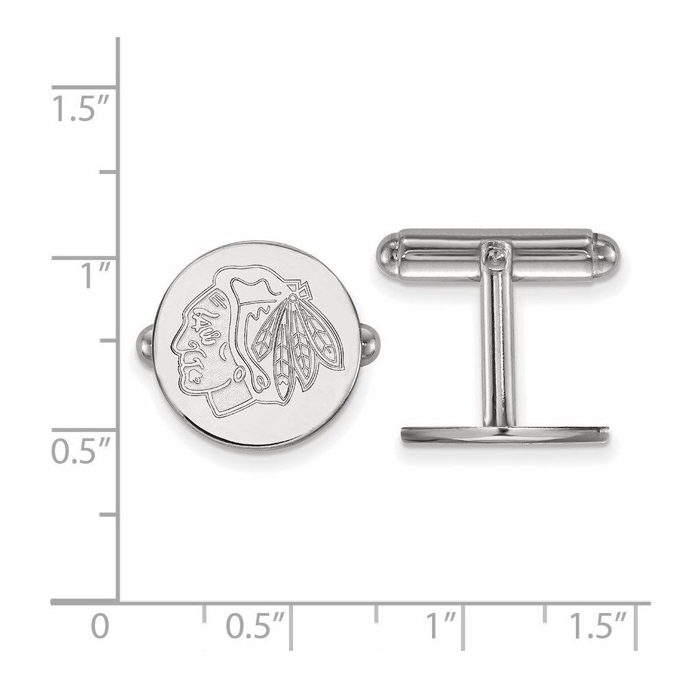 Sterlingsilber Rhodiniert Nhl Logoart Chicago Blackhawks Manschette Knöpfe