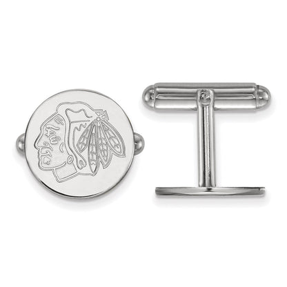 Sterlingsilber Rhodiniert Nhl Logoart Chicago Blackhawks Manschette Knöpfe