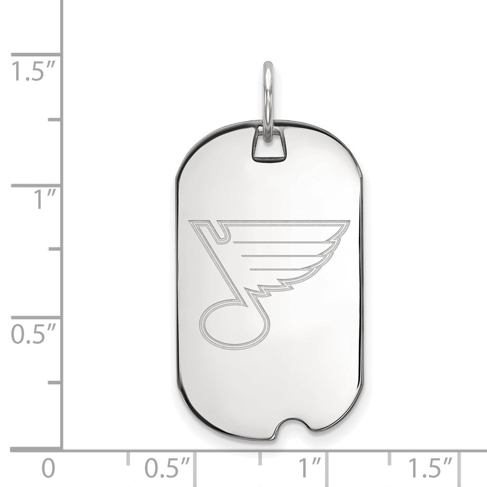 Sterlingsilber Rhodiniert Nhl Logoart St. Louis Blues Klein Erkennungsmarke Anhänger