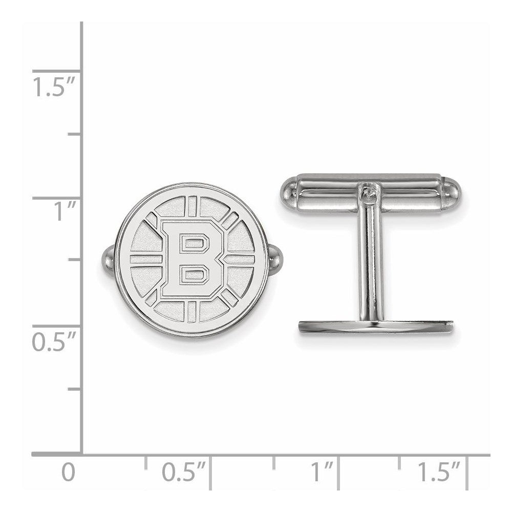 Sterlingsilber Rhodiniert Nhl Logoart Boston Bruins Manschette Knöpfe