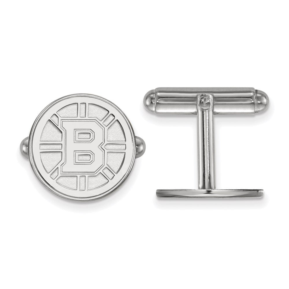 Sterlingsilber Rhodiniert Nhl Logoart Boston Bruins Manschette Knöpfe