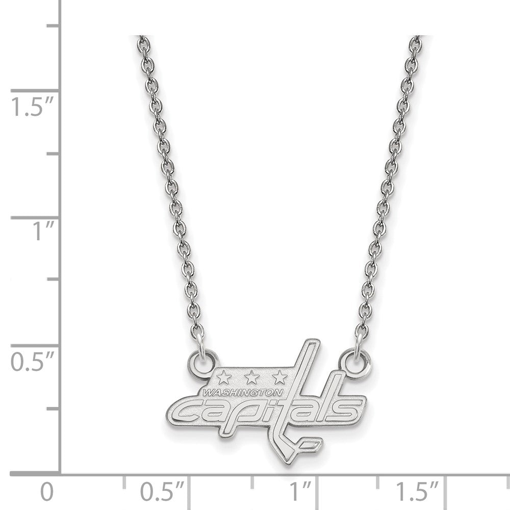 10K Weißgold Nhl Logoart Washington Capitals Klein Anhänger 18 Zoll Halskette