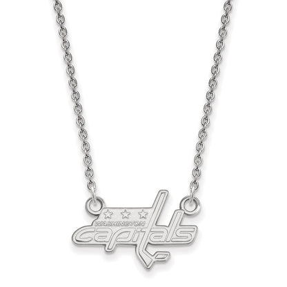 10K Weißgold Nhl Logoart Washington Capitals Klein Anhänger 18 Zoll Halskette