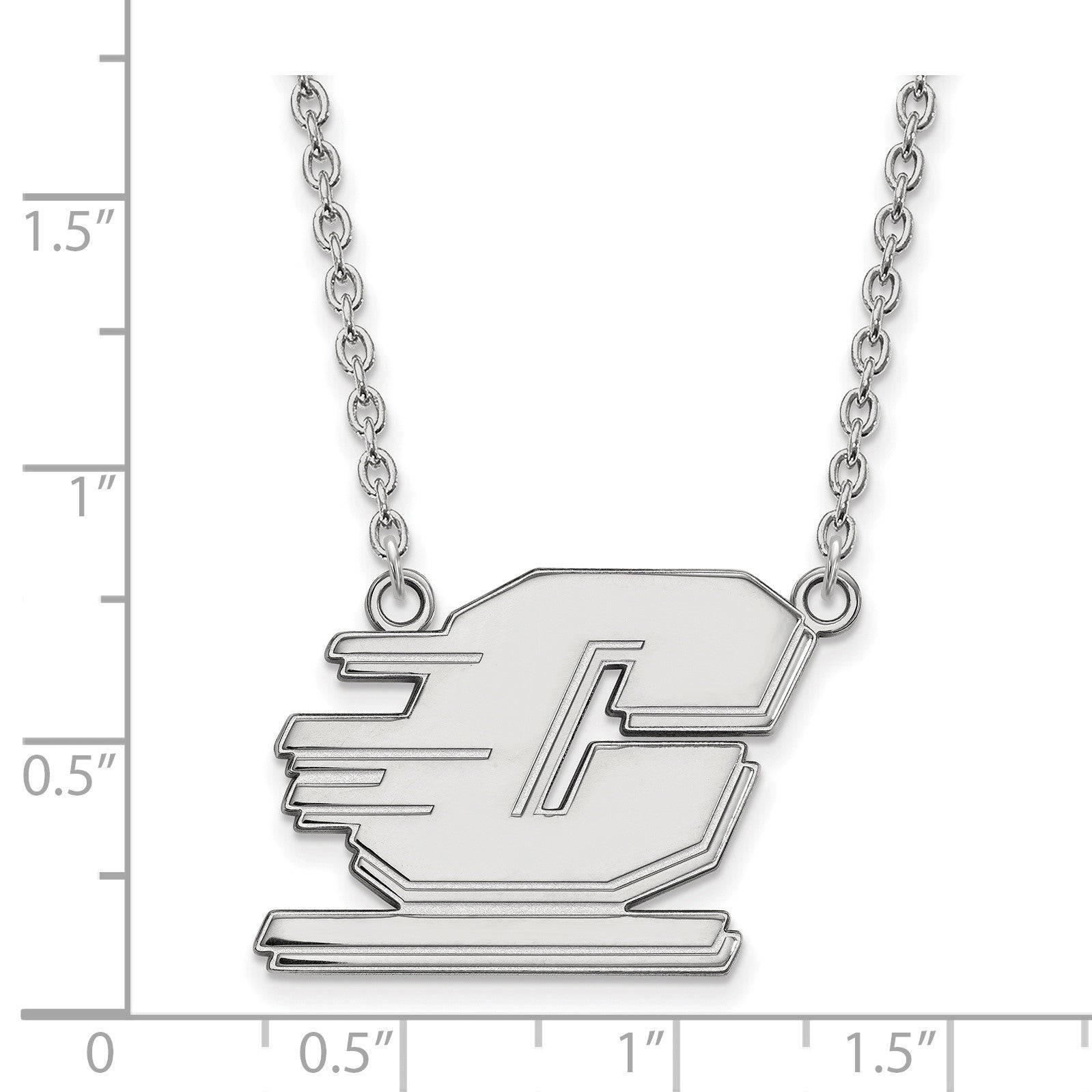 10K Weißgold Logoart Central Michigan University Buchstabe C Groß Anhänger 18 Zoll Halskette