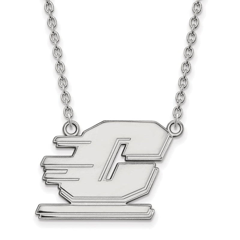 Sterlingsilber Rhodiniert Logoart Central Michigan University Buchstabe C Groß Anhänger 18 Zoll Halskette