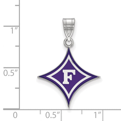 Sterlingsilber Rhodiniert Logoart Furman University Groß Emailliert Anhänger
