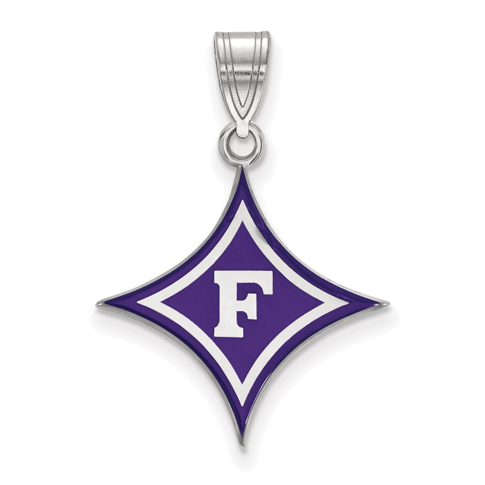 Sterlingsilber Rhodiniert Logoart Furman University Groß Emailliert Anhänger