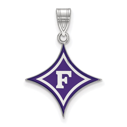 Sterlingsilber Rhodiniert Logoart Furman University Groß Emailliert Anhänger