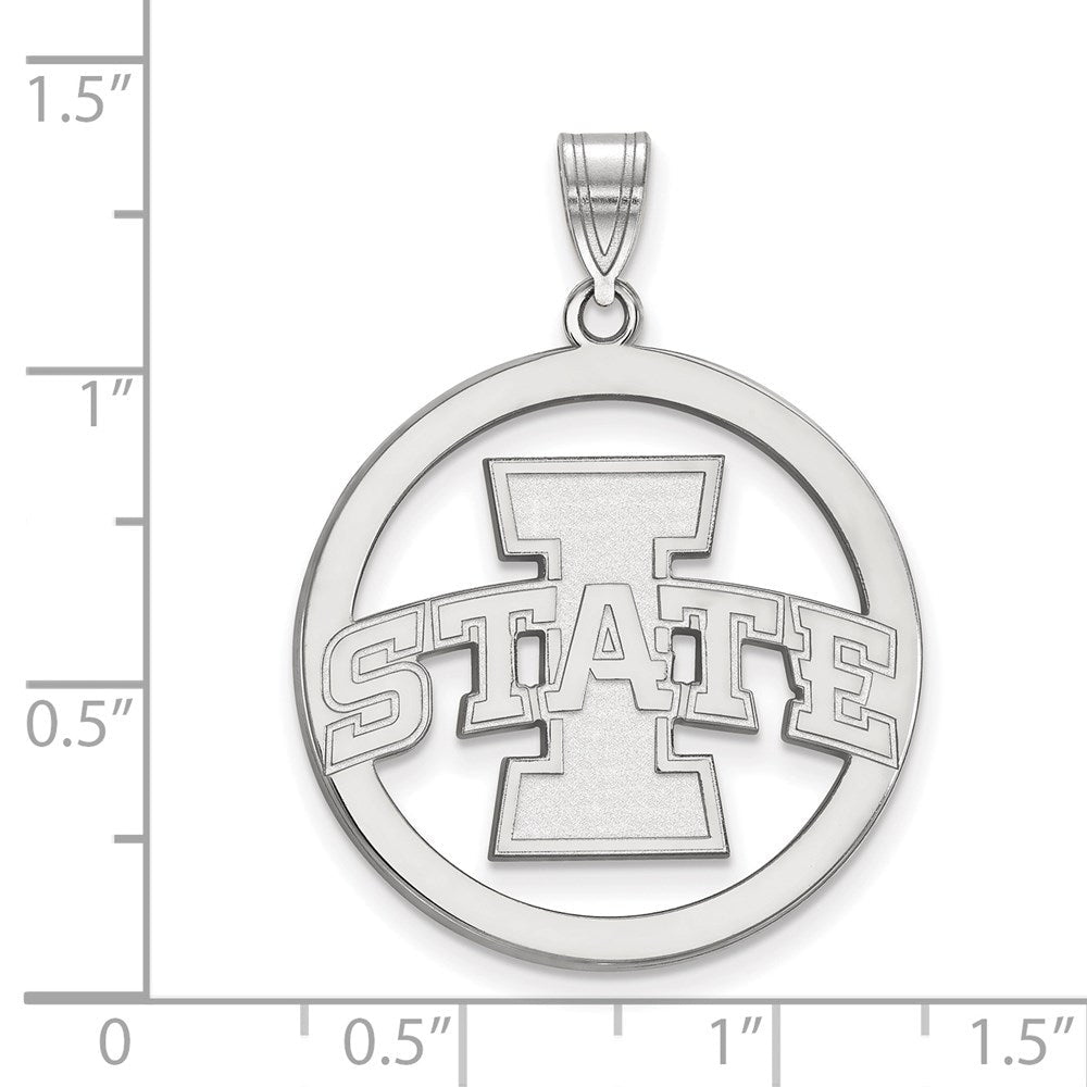Sterlingsilber Rhodiniert Logoart Iowa State University Extra Groß Kreis Anhänger
