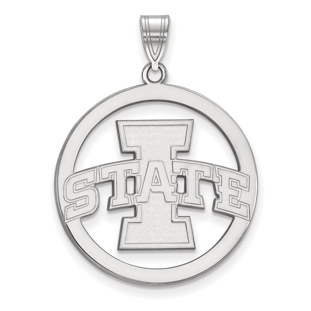 Sterlingsilber Rhodiniert Logoart Iowa State University Extra Groß Kreis Anhänger