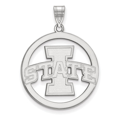 Sterlingsilber Rhodiniert Logoart Iowa State University Extra Groß Kreis Anhänger