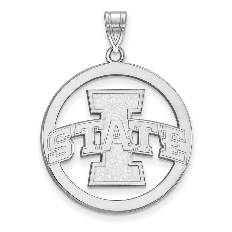 Sterlingsilber Rhodiniert Logoart Iowa State University Extra Groß Kreis Anhänger