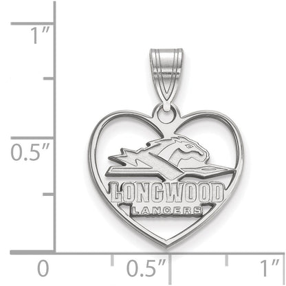 Sterlingsilber Rhodiniert Logoart Longwood University Lancers Herz Anhänger