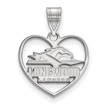 Sterlingsilber Rhodiniert Logoart Longwood University Lancers Herz Anhänger