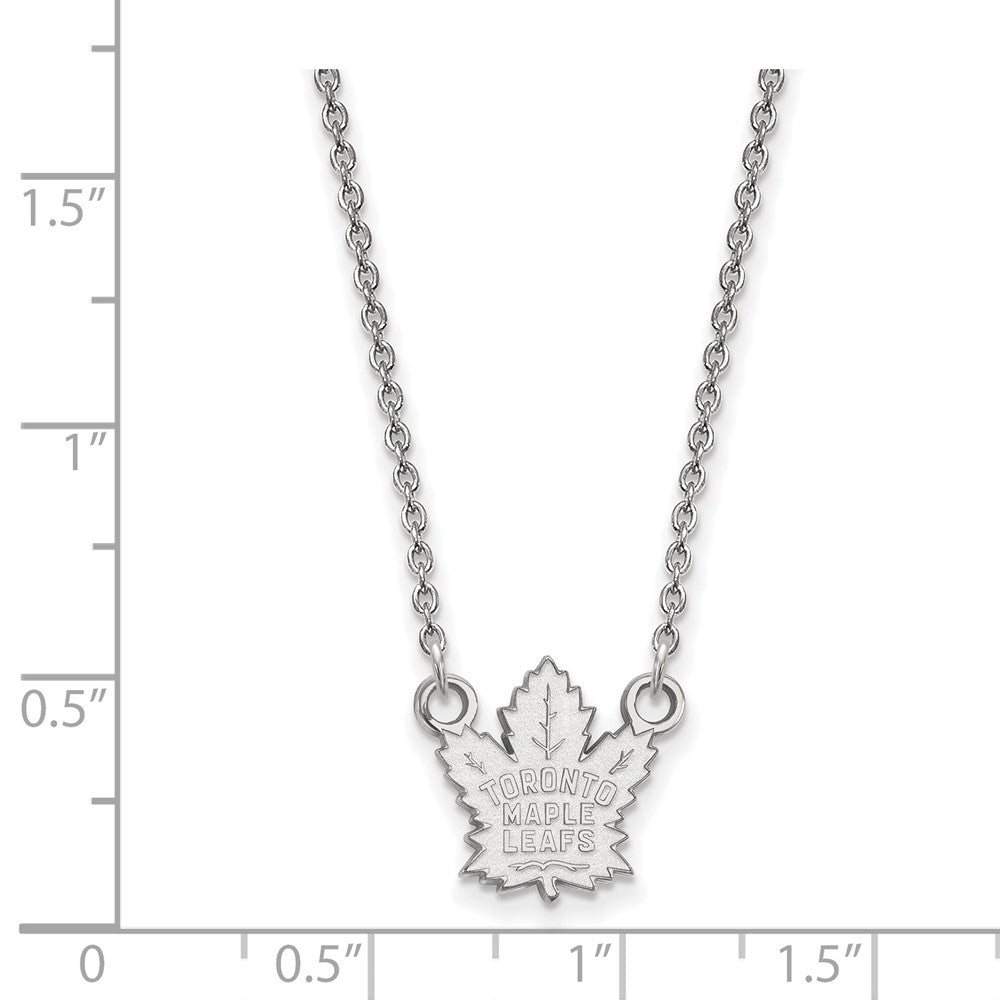 Sterlingsilber Rhodiniert Nhl Logoart Toronto Maple Leafs Klein Anhänger 18 Zoll Halskette