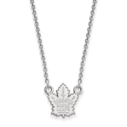 Sterlingsilber Rhodiniert Nhl Logoart Toronto Maple Leafs Klein Anhänger 18 Zoll Halskette