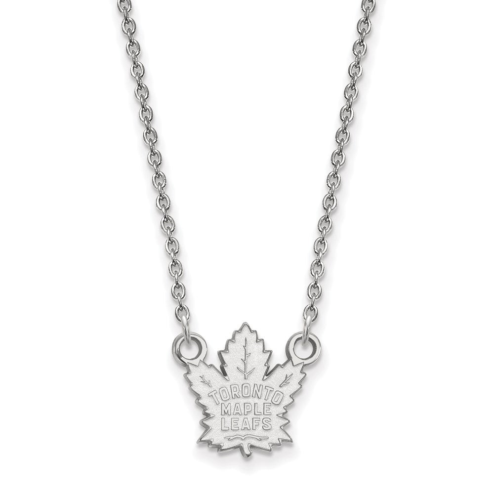 10K Weißgold Nhl Logoart Toronto Maple Leafs Klein Anhänger 18 Zoll Halskette