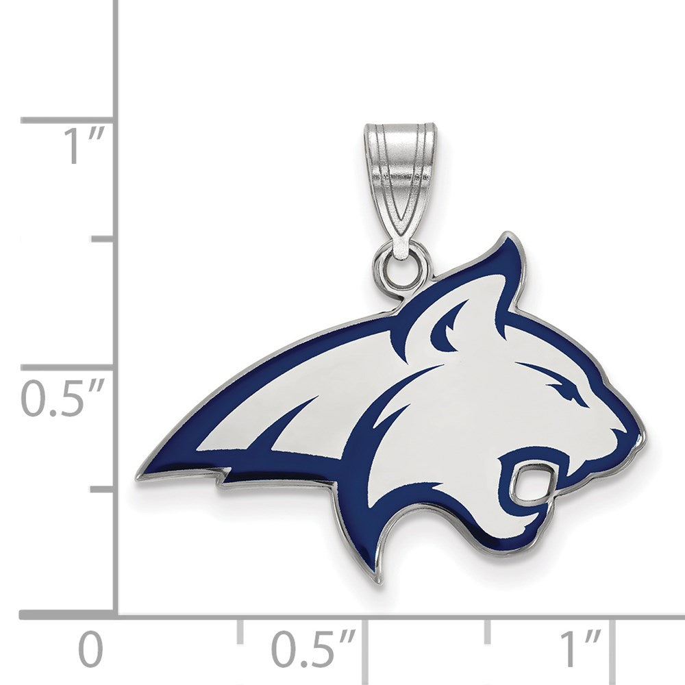 Sterlingsilber Rhodiniert Logoart Montana State University Bobcat Groß Emailliert Anhänger