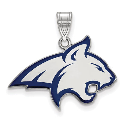 Sterlingsilber Rhodiniert Logoart Montana State University Bobcat Groß Emailliert Anhänger