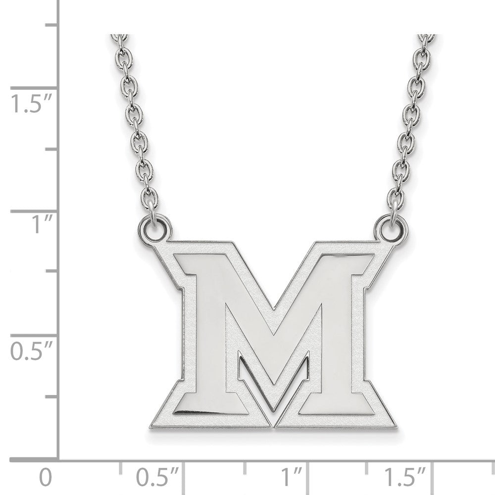 10K Weißgold Logoart Miami University Ohio Buchstabe M Groß Anhänger 18 Zoll Halskette