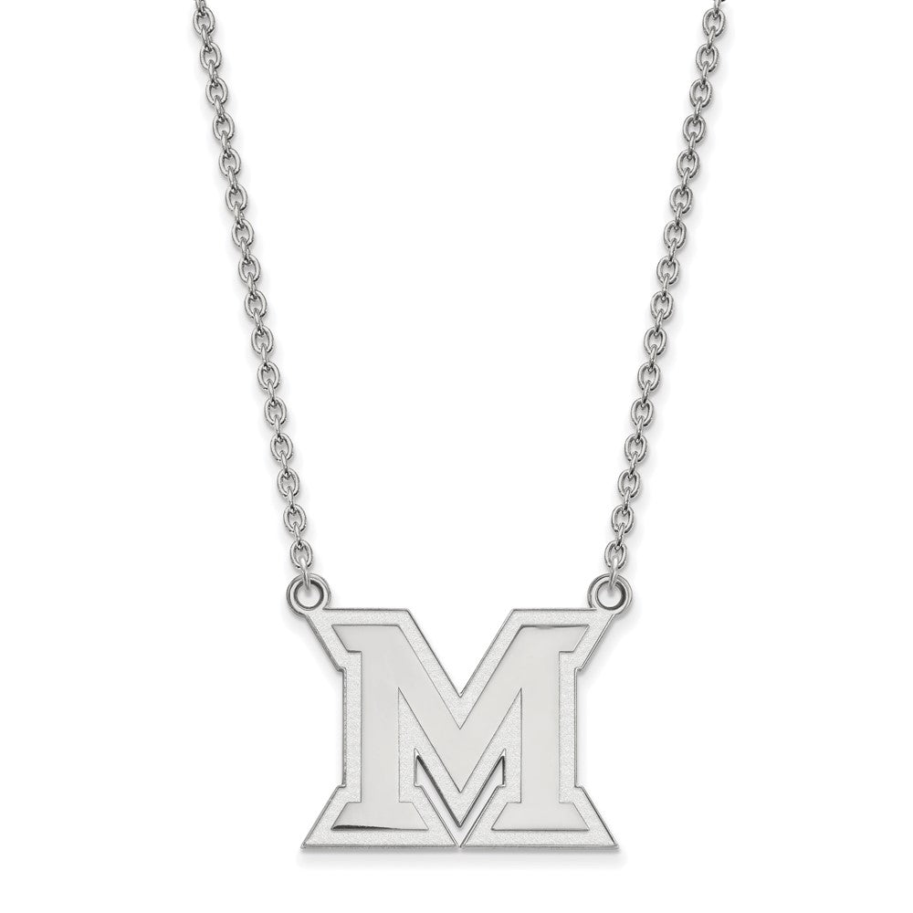 10K Weißgold Logoart Miami University Ohio Buchstabe M Groß Anhänger 18 Zoll Halskette