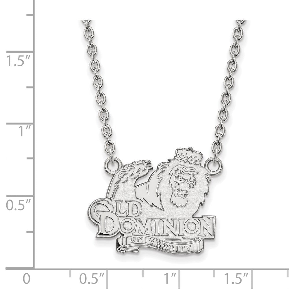 10K Weißgold Logoart Old Dominion University Groß Anhänger 18 Zoll Halskette