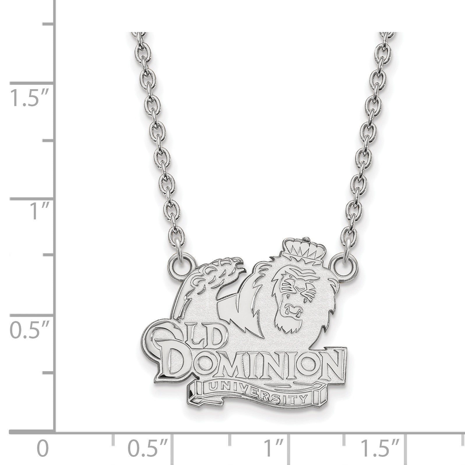 Sterlingsilber Rhodiniert Logoart Old Dominion University Groß Anhänger 18 Zoll Halskette