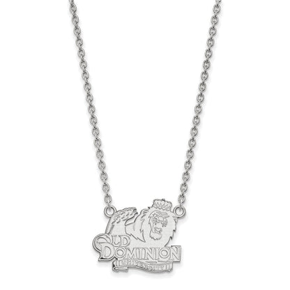 Sterlingsilber Rhodiniert Logoart Old Dominion University Groß Anhänger 18 Zoll Halskette