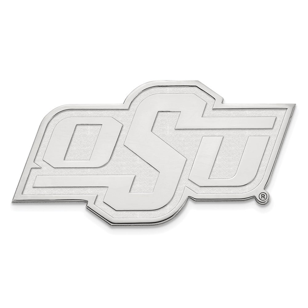 Sterlingsilber Rhodiniert-p Logoart Oklahoma State University Schwarz Leder Oval Key Ch