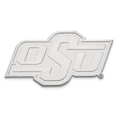 Sterlingsilber Rhodiniert-p Logoart Oklahoma State University Schwarz Leder Oval Key Ch