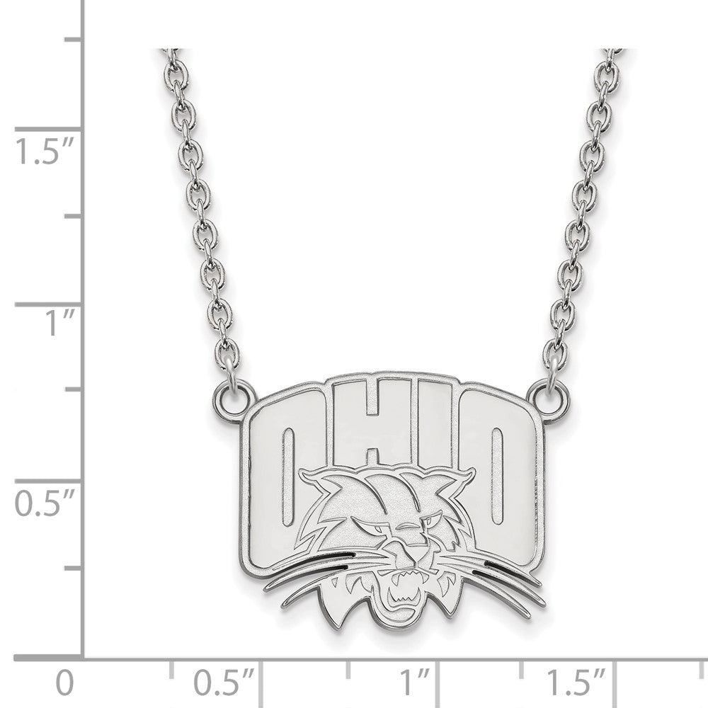 Sterlingsilber Rhodiniert Logoart Ohio University Groß Anhänger 18 Zoll Halskette