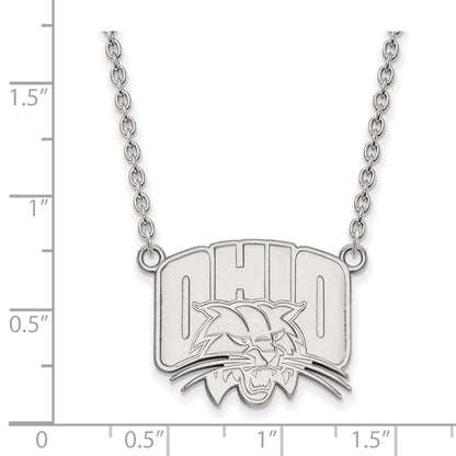 Sterlingsilber Rhodiniert Logoart Ohio University Groß Anhänger 18 Zoll Halskette