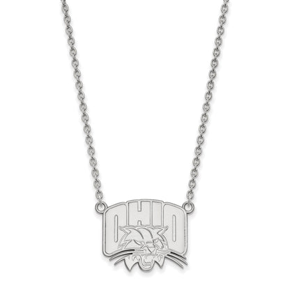 Sterlingsilber Rhodiniert Logoart Ohio University Groß Anhänger 18 Zoll Halskette