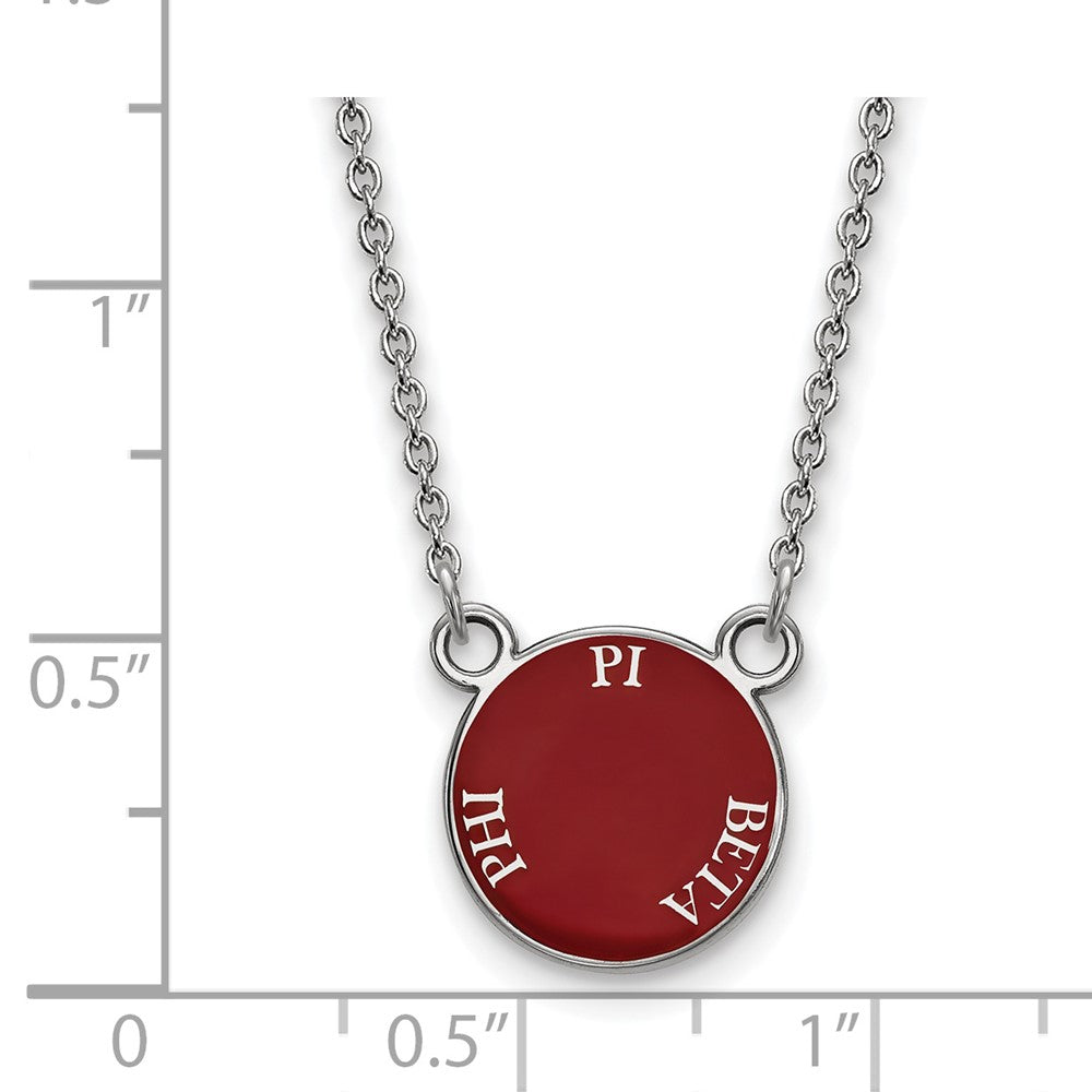 Sterlingsilber Rhodiniert Logoart Pi Beta Phi Sorority Text Klein Farbe Emaille Anhänger 18 Zoll Halskette