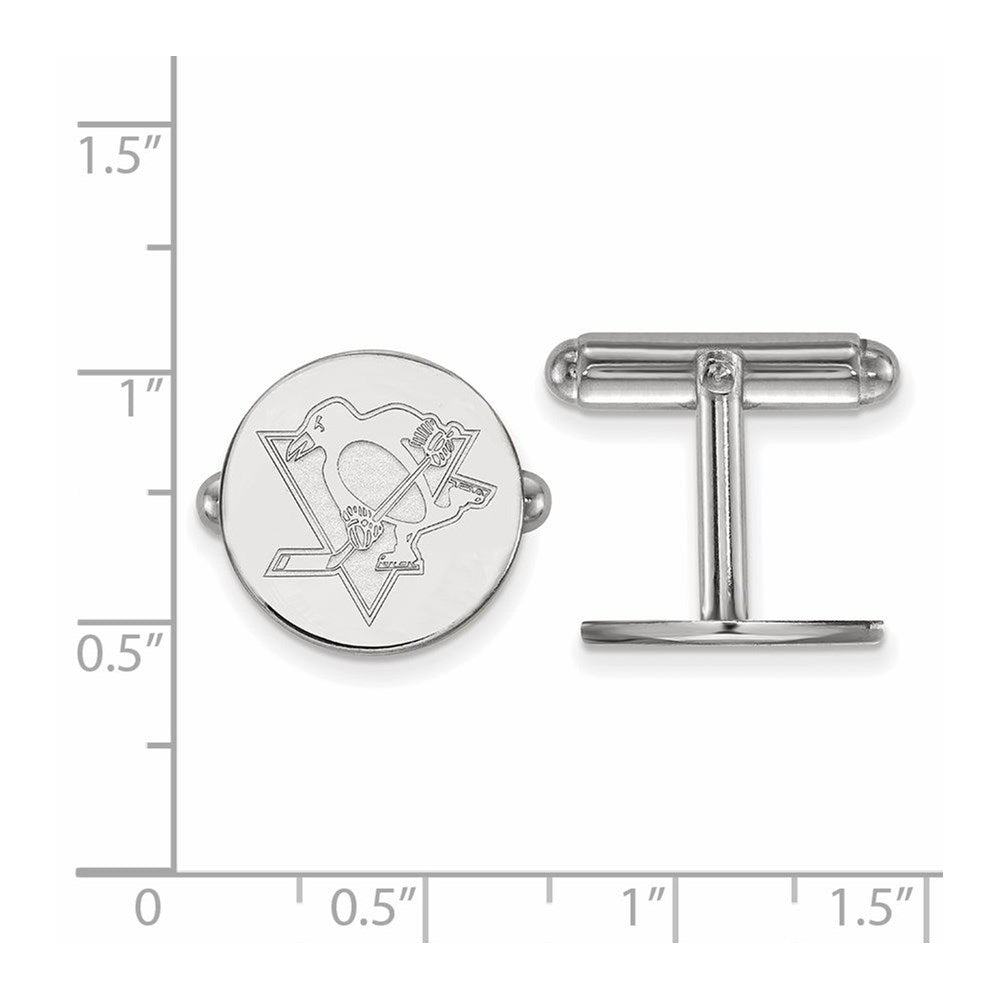 Sterlingsilber Rhodiniert Nhl Logoart Pittsburgh Penguins Manschette Knöpfe