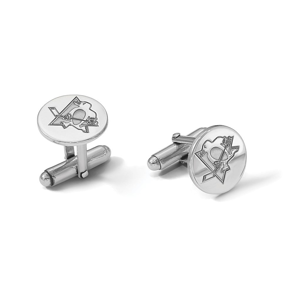 Sterlingsilber Rhodiniert Nhl Logoart Pittsburgh Penguins Manschette Knöpfe