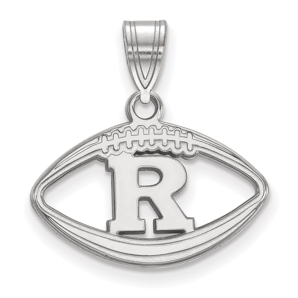 Sterlingsilber Rhodiniert Logoart Rutgers University Buchstabe R Football Anhänger