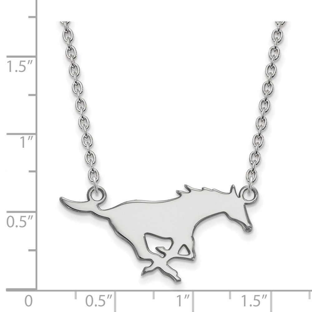 Sterlingsilber Rhodiniert Logoart Southern Methodist University Mustang Groß Anhänger 18 Zoll Halskette