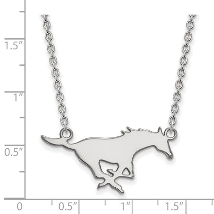 Sterlingsilber Rhodiniert Logoart Southern Methodist University Mustang Groß Anhänger 18 Zoll Halskette