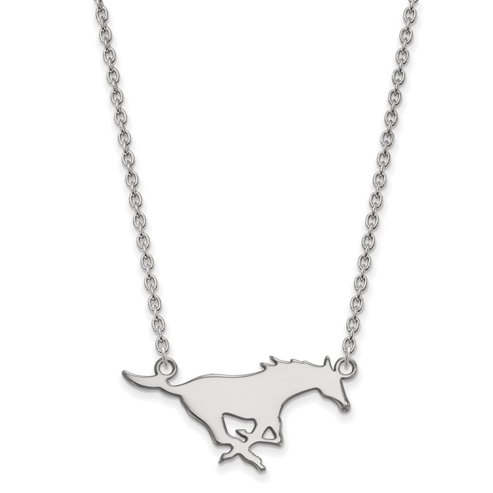 Sterlingsilber Rhodiniert Logoart Southern Methodist University Mustang Groß Anhänger 18 Zoll Halskette